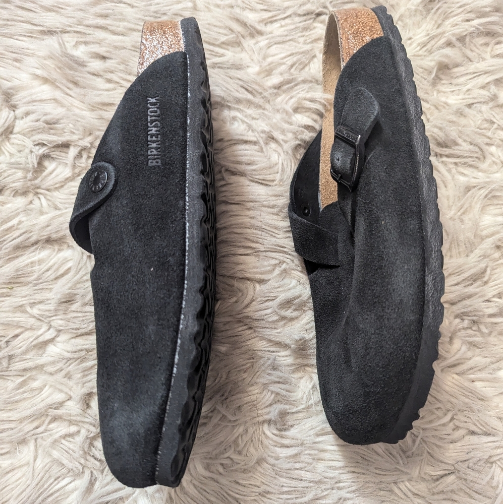 NWOT Birkenstock Boston Soft Footbed Suede Leather in Black - Picture 8 of 12